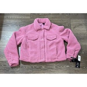 Sebby Womens Contemporary Fit Long Sleeve Faux Fur Jacket - Pink Medium 122